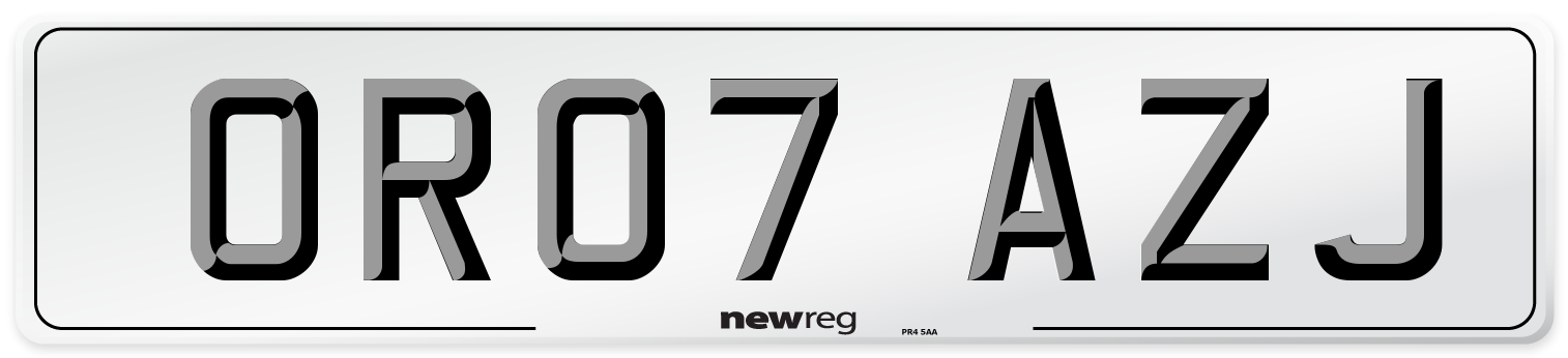 OR07 AZJ Number Plate from New Reg